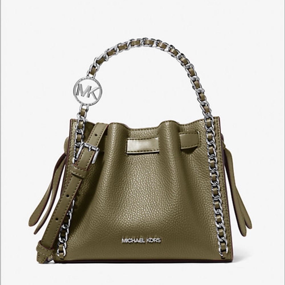 Michael Kors Mina Small Chain Convertible Crossbody Olive Green Bag Brand New!
